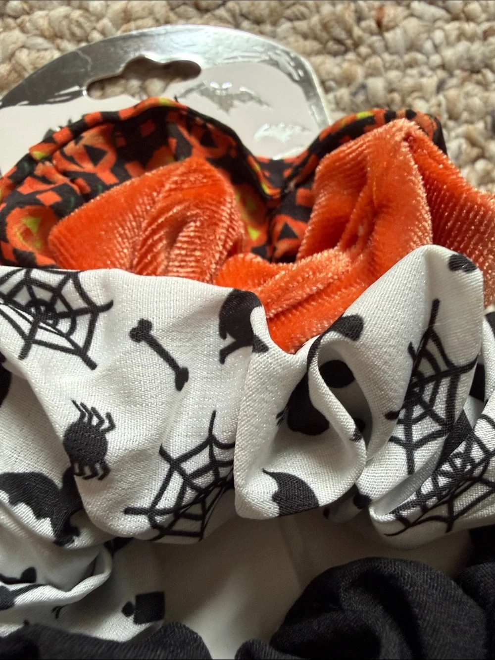 Nicole Miller Halloween Kids Scrunchie Set - Orange, Black, White, Purple